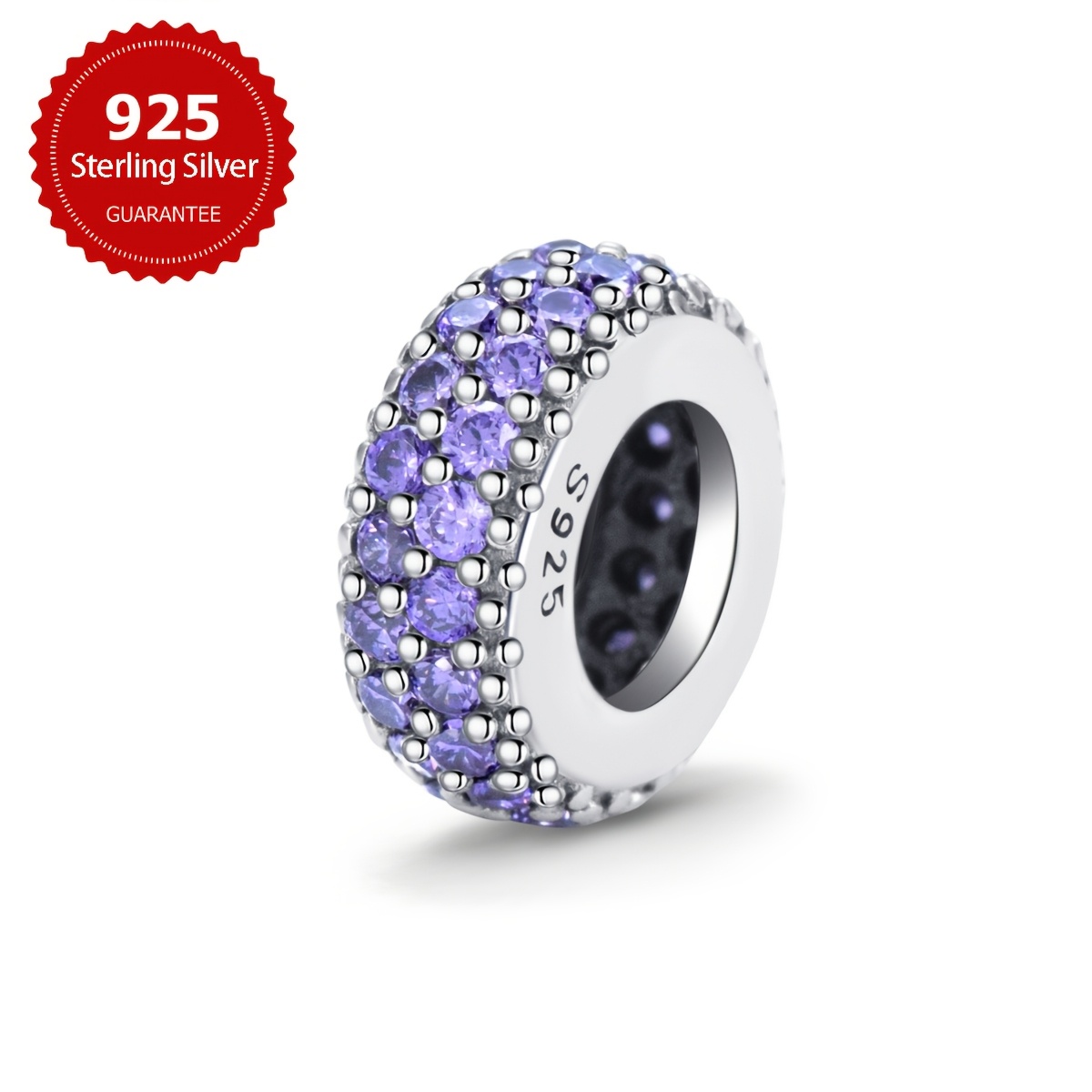 925 Silver Bead with Zirconia Inlay Jewelry for Female DIY